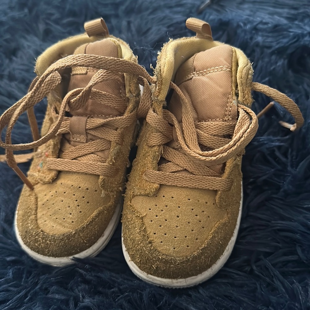 Tan suede Jordan 1s